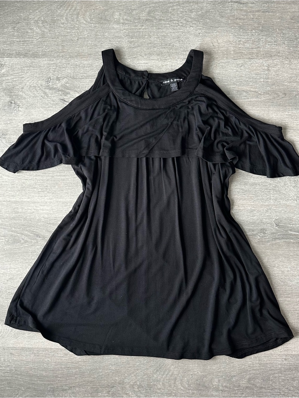 Y2K Cable & Gauge Cold-Shoulder Top Black